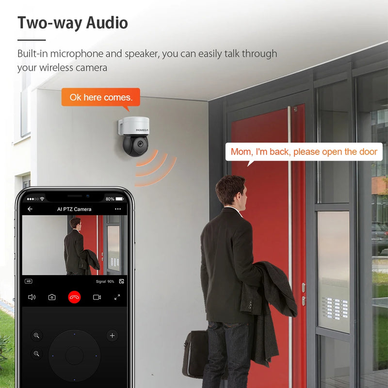 INQMEGA 3MP Tuya Wifi Security Outdoor PTZ Camera Ai Human Detect Weterproof IP Camera Two-Way Audio Night Vision Alexa Google