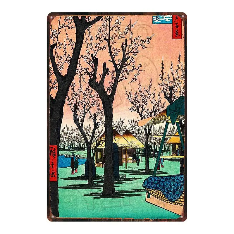 Sushi Food  Japan Poster Ukiyo-e Metal Tin Sign Wall Bar Restaurant Home Shop Decor Travel Souvenir 30X20CM DU-6096A