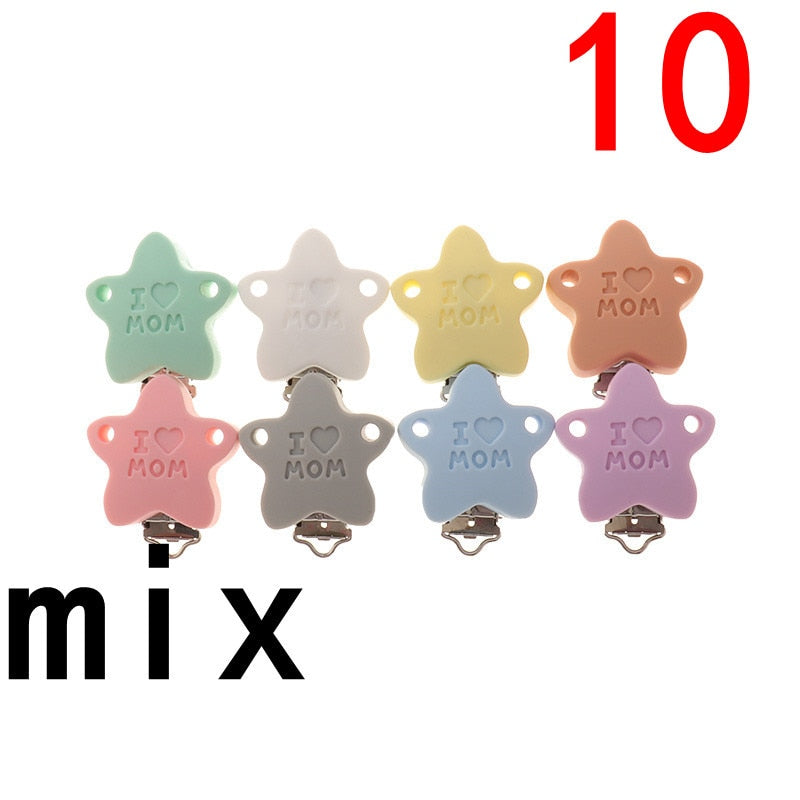 ATOB 10PCS Pacifier Clip Silicone Round Teether Clips  DIY Baby Pacifier Dummy Chain Holder Soothing Pacifier Accessories