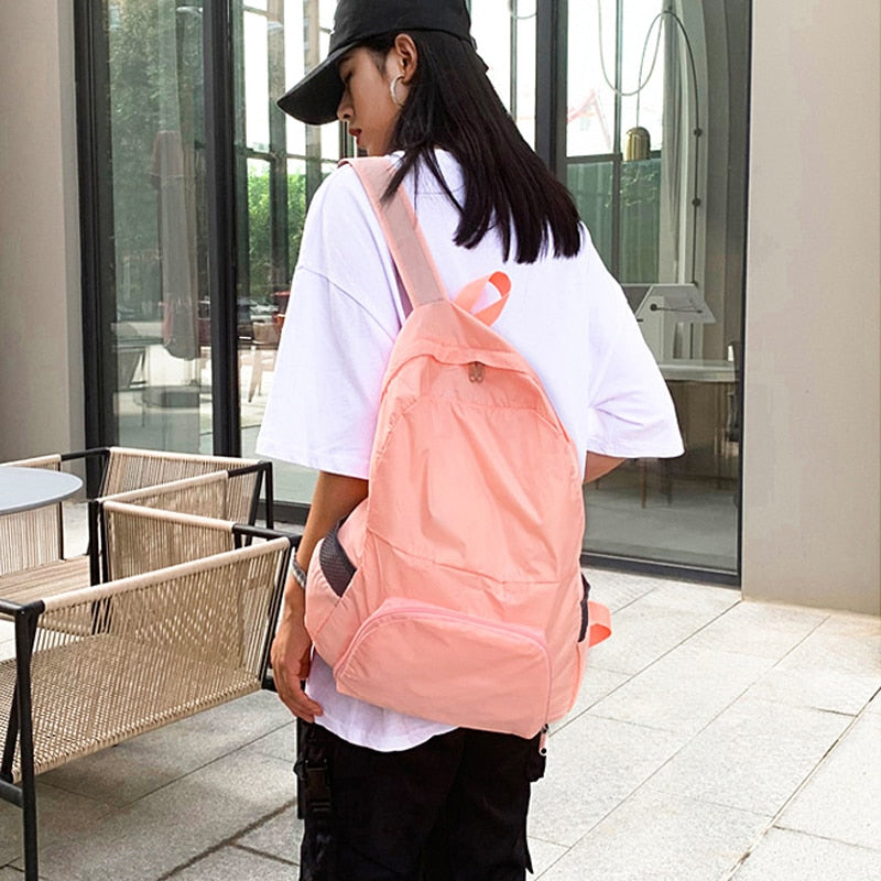 Urltra-Light Foldable Backpack Women Polyester Large Capacity Women Men Waterproof Travel Backpack Bag Men Shopping Bag