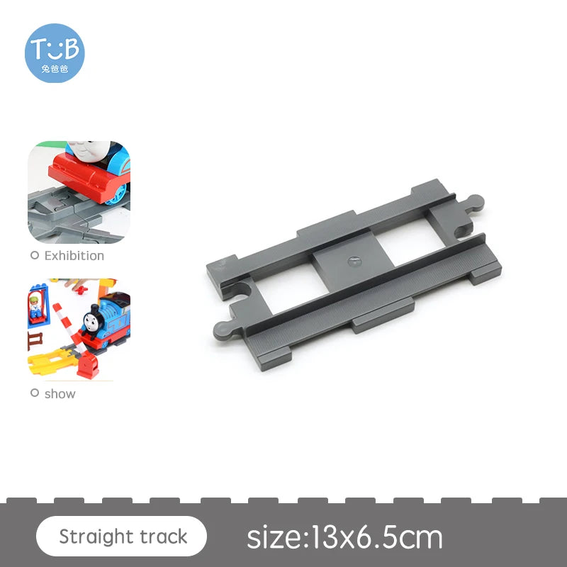 Big Size Block Bricks Train Tracks  Traffic Stop Lights Straight Duploes Black Accessories DIY Hot Toys For Children Baby Gift