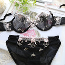 Exquisite Embroidery Lotus Pink Ultra-thin Sexy Large Size Underwear Ladies Lace Transparent Comfortable Bra