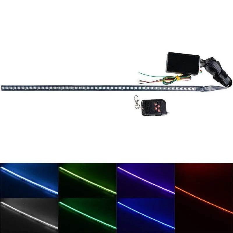 56CM 7 color RGB 147 Modes Strobe Scanner Strip Wireless Remote Control Super bright 12V 5050 48 LED Knight Rider Warning Light
