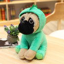 20/35cm PUG Dog Cute Animal Dogs Cos Cosplay Dinosaur Rabbit Elephant Lion Sheep Leopar Stuffed Dolls Kids Birthday X-mas Gifts
