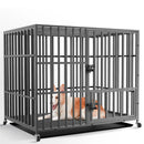 Bingopaw 37” 42” 46” Heavy Duty Dog Cage Metal Pet Dog Crate 3 Doors Locks Design Kennel Playpen with 4 Wheels Removable Tray