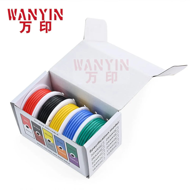 High quality super soft silicone wire and cable household DIY 5 colors mixed box wire tinned pure copper