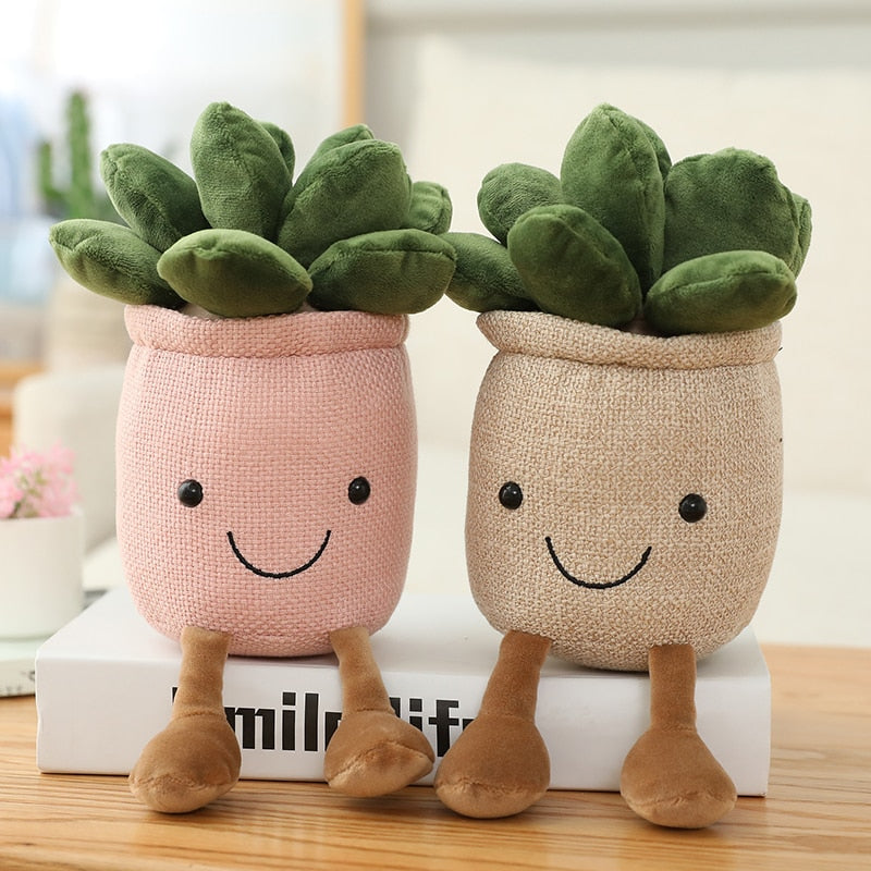 Lifelike Tulip&amp;Succulent Plants Plush Stuffed Decor Toys Soft Bookshelf Decor Doll Creative Potted Flowers Pillow for Girls Gift