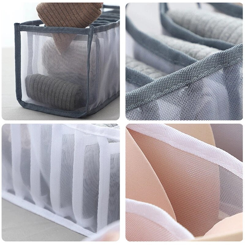 7 Grid Jeans Storage Box Closet Organizer Home Separation Bra Leggings Clothes Storage Case Drawer Wardrobe Divided Storage Bags