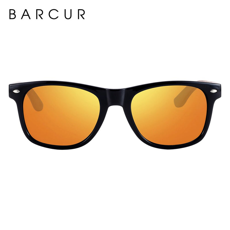 BARCUR Natural Zebra Wood Sun Glasses Polarized Sunglasses Wood Rectangle Mirror Lens Driving UV400 Men Women Eyewear