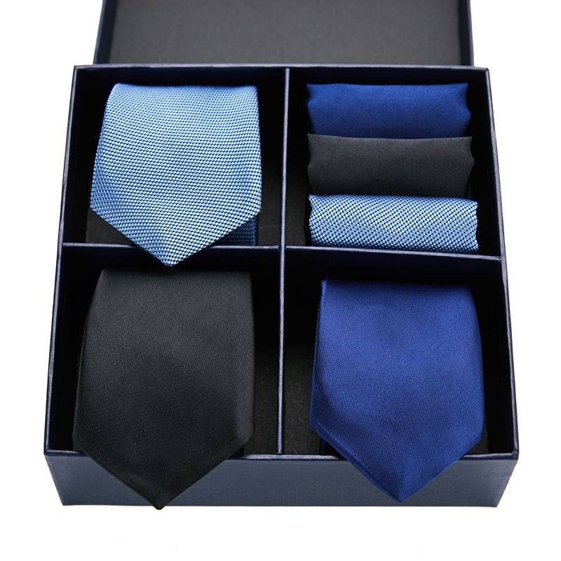 Gift box packing Silk Ties For Men Novelty Hanky  Set 3 Styles  Men&