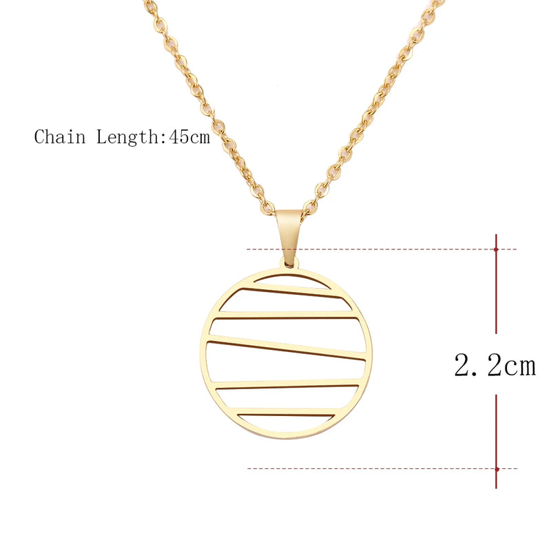 DOTIFI Stainless Steel Necklace For Women Man Irregular Geometric Lines Pendant Necklace Engagement Jewelry