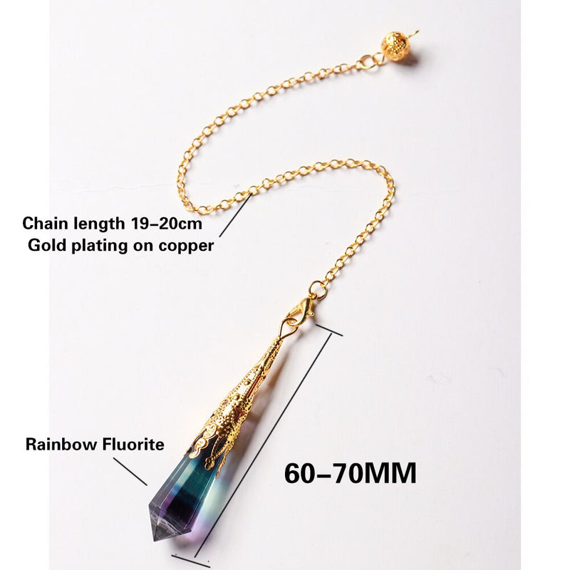 Natural Rainbow Fluorite Nimble Pendulum Striped Crystal Fluorite Divination Energy Health gem quartz Ornament Pendant