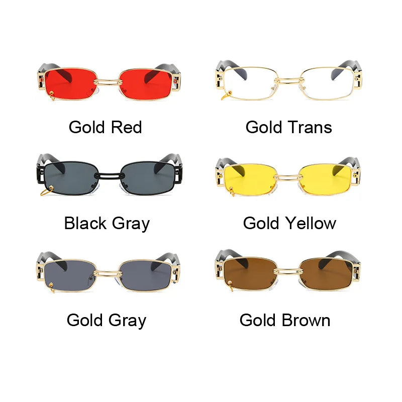 Fashion Punk Square Sunglasses Women Luxury Brand Small Frame Sun Glasses Female Rectangle Metal Mirror Oculos De Sol Feminino