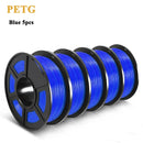 SUNLU PETG 1KG 3D Filament 1.75MM 5Rolls Arranged Neatly No Knots No Bubble Bright Color Exo-Friendly Good Toughness
