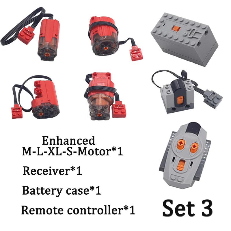 Technical Enhanced Motor Kit Power Function Switch IR Remote Control Receiver Battery Box Train Motors High-tech parts Sets