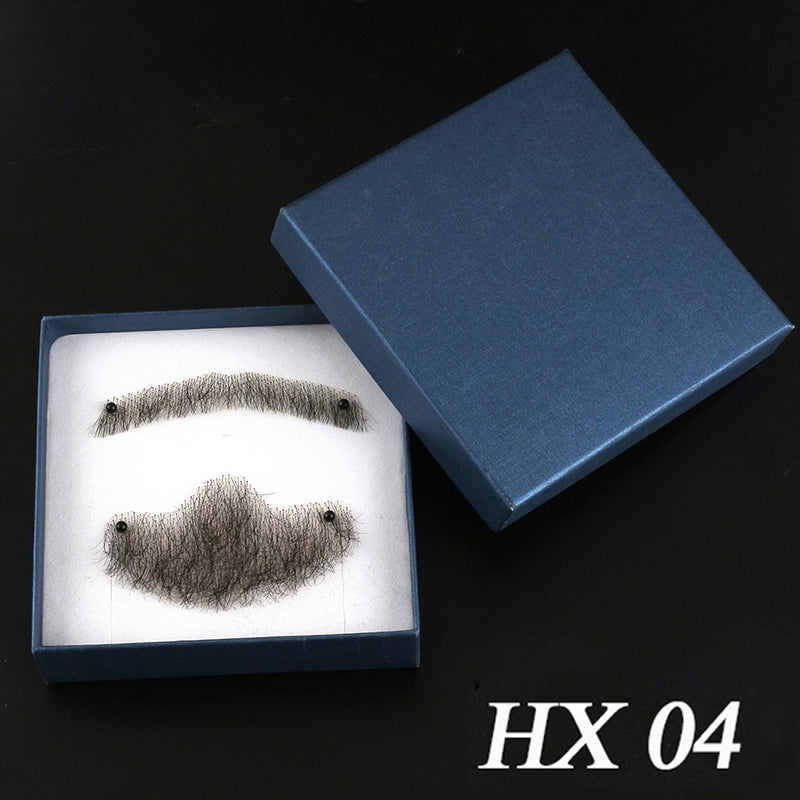 Alileader Hot Selling Mustache Real Hair Lace Beard For Men Cheap Invisible Fake Beard Human Hair Beard For Salon Party