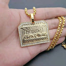 Stainless Steel Last Supper Pendant Gold Color Iced Out Bling Zircon Round Necklace For Men Father's Day Gift Hip Hop Jewelry