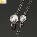 CSJA Reiki Natural Chip Stone Pendulum Antique Copper Chain Hexagon Cone Resin Pendant for Dowsing Divination Wicca Pendule G321