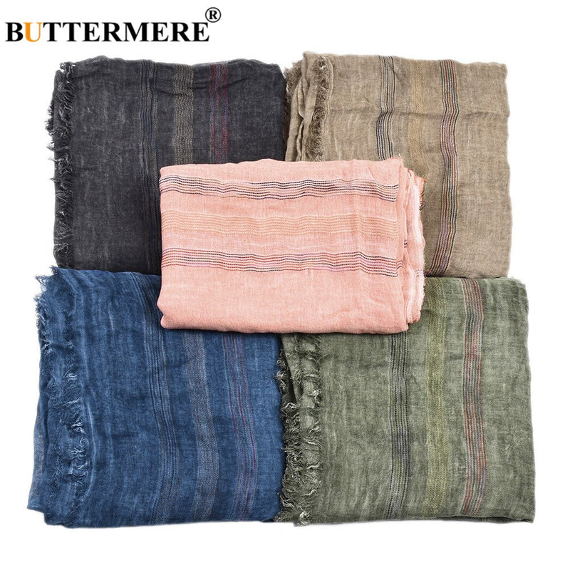 BUTTERMERE Men Scarves Autumn Winter Cotton Linen Scarf Men Khaki Black Navy Pink Khaki Warm Long Fashion Brand Mens Scarfs