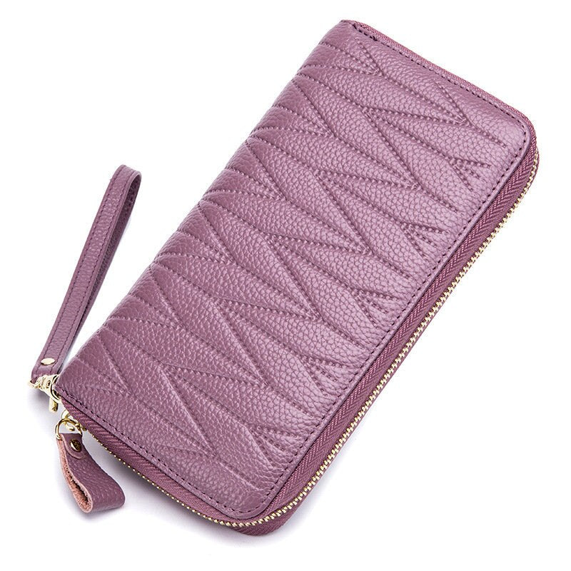 Genuine Leather Long Zipper Card Holder Wallets RFID Business Credit Card Holder Women Clutch Wallets Passport Holder Coin Purse