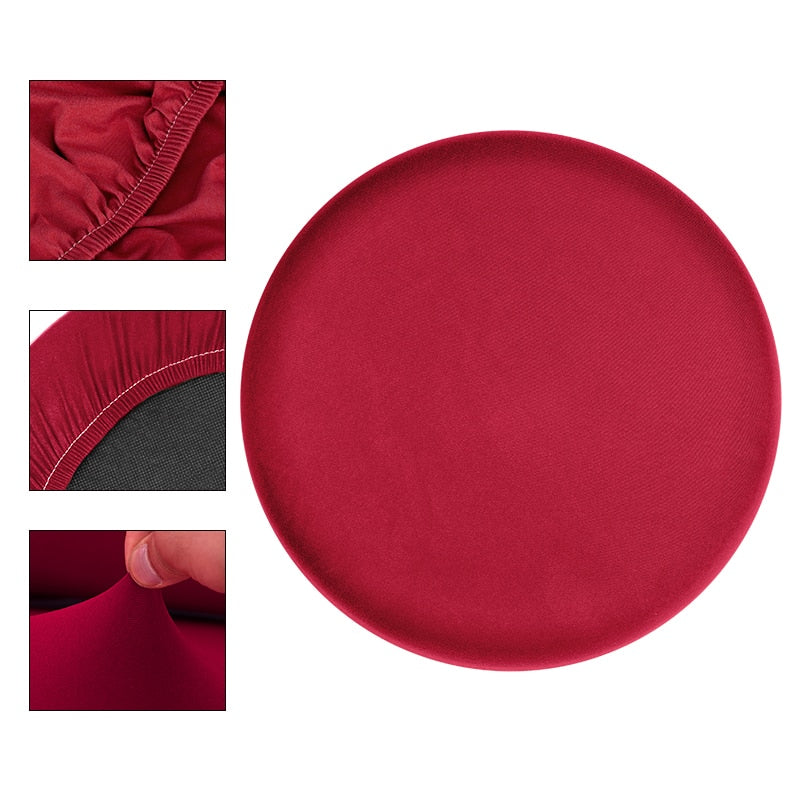 Spandex Fabric Round Chair Cover Stretch Solid Colors Seat Cover Bar Stool Cover For Home Dentist Hair Salon Restaurant Banquet
