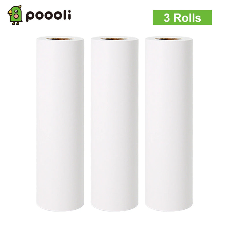 3 Rolls Poooli 110 * 30mm White Thermal Paper Roll BPA-Free Long-Lasting 10-Years Paper for Poooli L3 Portable Thermal Printer