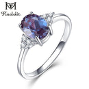 Kuololit 1.5 CT lab grown Alexandrite Gemstone Ring for Women Real 925 Sterling Silver Ring 585 rose gold Oval alexandrite rings