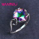 High Class Mystic Rainbow Topaz Finger Jewelry 925 Sterling Silver Wedding Band Rings for Woman Lady Cocktail Birthday Party