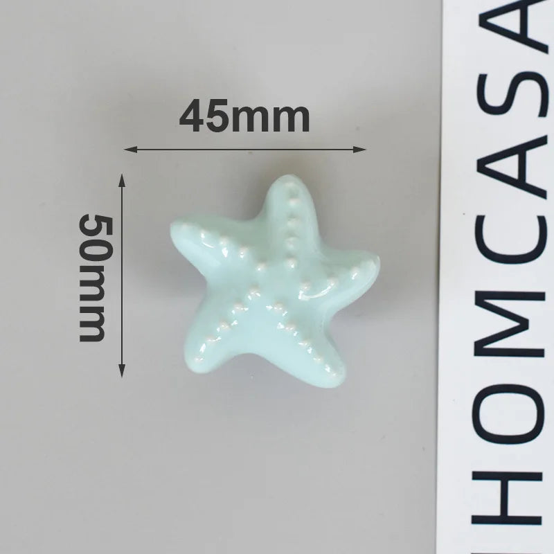 IHOMCASA Ceramic Knob Heart Seastar Shell Children Room Furniture Hardware Cabinet Handles Kitchen Wardrobe Bookcase Drawer Pull