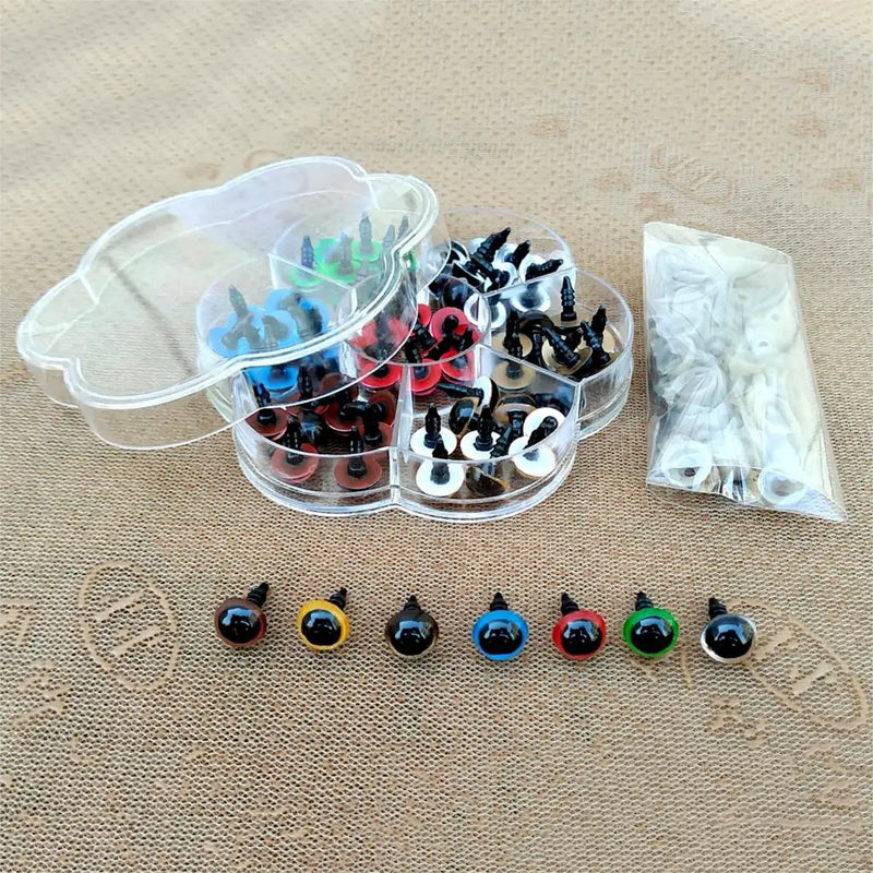 70Pcs 10mm Color-Mix Plastic Safety Eyes For Toys Glitter Animal Dolls Amigurumi Eyes DIY Doll Accessories 8mm 12mm With Box