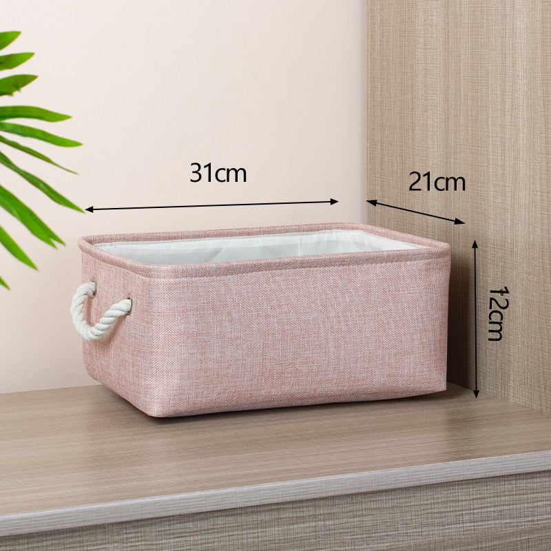 Cotton Linen Folding Storage Baskets Kids Toys Organizer Clothes and Sundries Storage Box Cabinet Storage Bag Laundry Basket