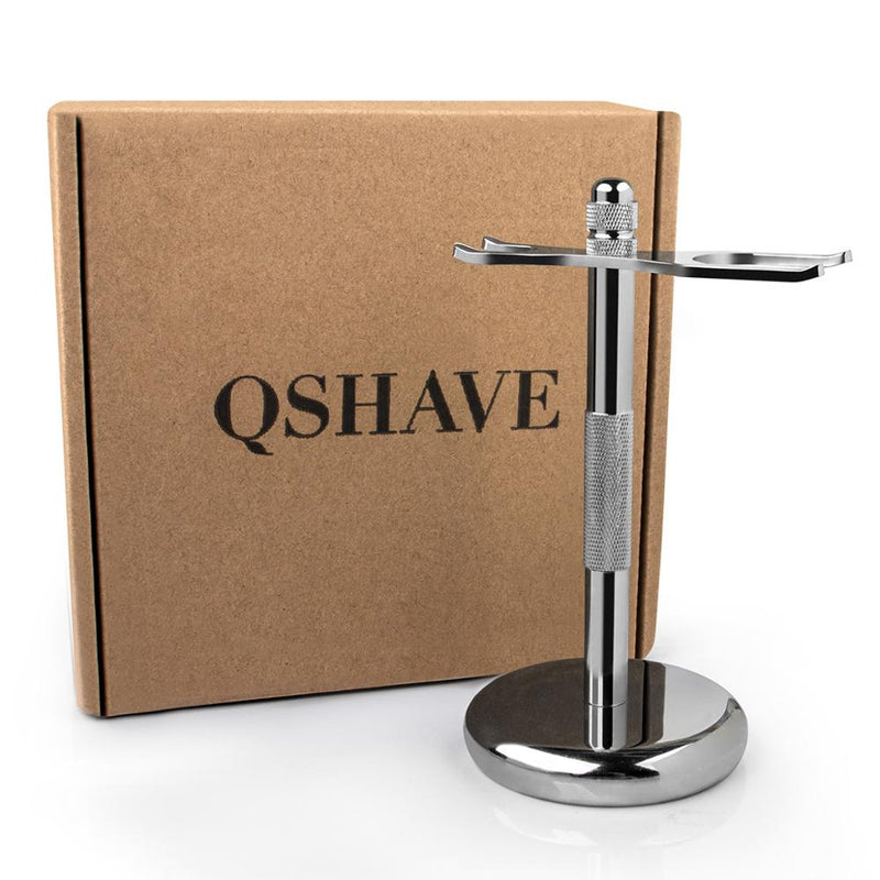 QSHAVE Men Razor Holder Stainless Steel Shaving Brush Stand Safety Razor It Razor Holder 15cm Razor Rack & Brush not including