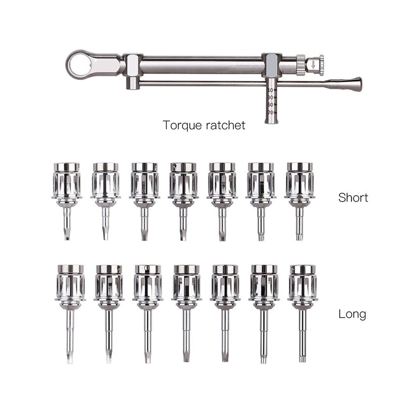 AZDENT Dental Lab Screwdriver Implant Torque Wrench Ratchet 10-70NCM with Drivers Dentistry Tools Kit Dentist Instrument