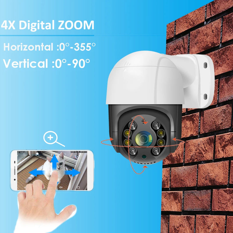 8MP 2.5'' POE PTZ Video IP CCTV Surveillance Security NetworkCamera System 4XDigital ZOOM FaceDetection OutdoorWaterproof XMEYE