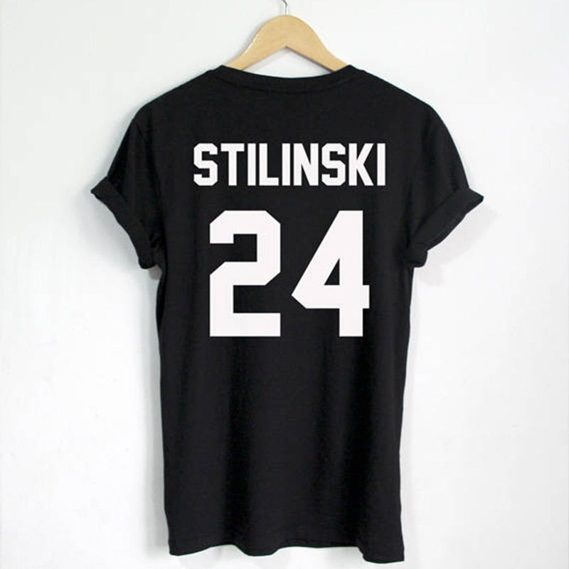 Stilinski 24 Letters Print Women Short Sleeve T Shirt Women Harajuku Kawaii Red Tshirt  Tops Teen Wolf Shirts Women Gai