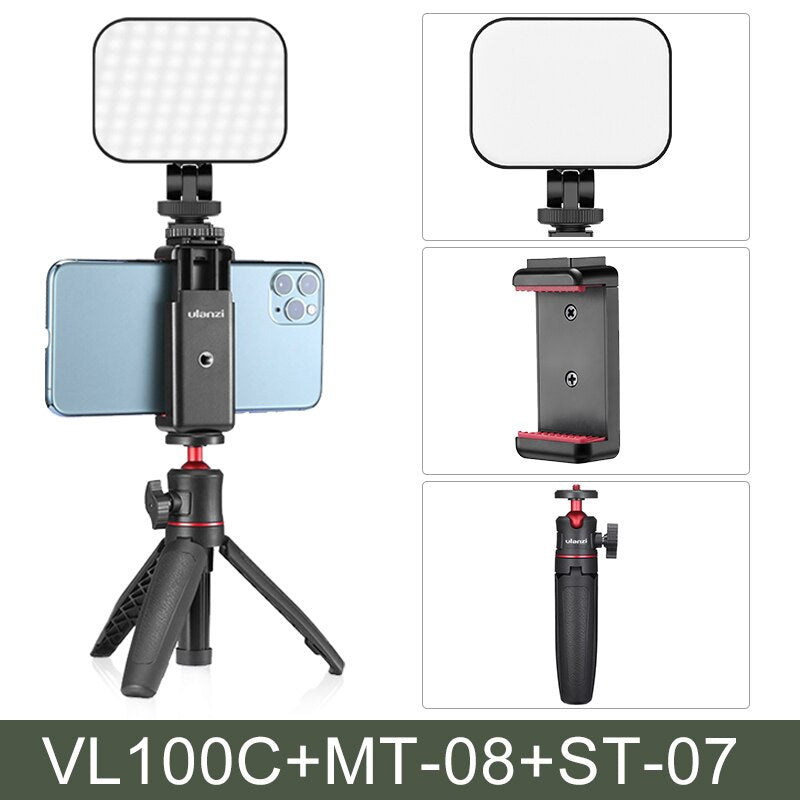 VIJIM VL100C 170° Adjustable LED Video Light With Tripod and 3 Cold Shoe Extend Camera Photography Lighting Vlog Fill Light Lamp