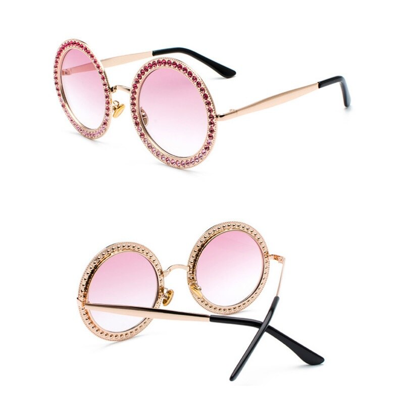 2022 Vintage Sunglasses Women gafas  luxury Brand Inlaid brick Sun glasses oculos de sol mujer oversize Round Big Sunglasses