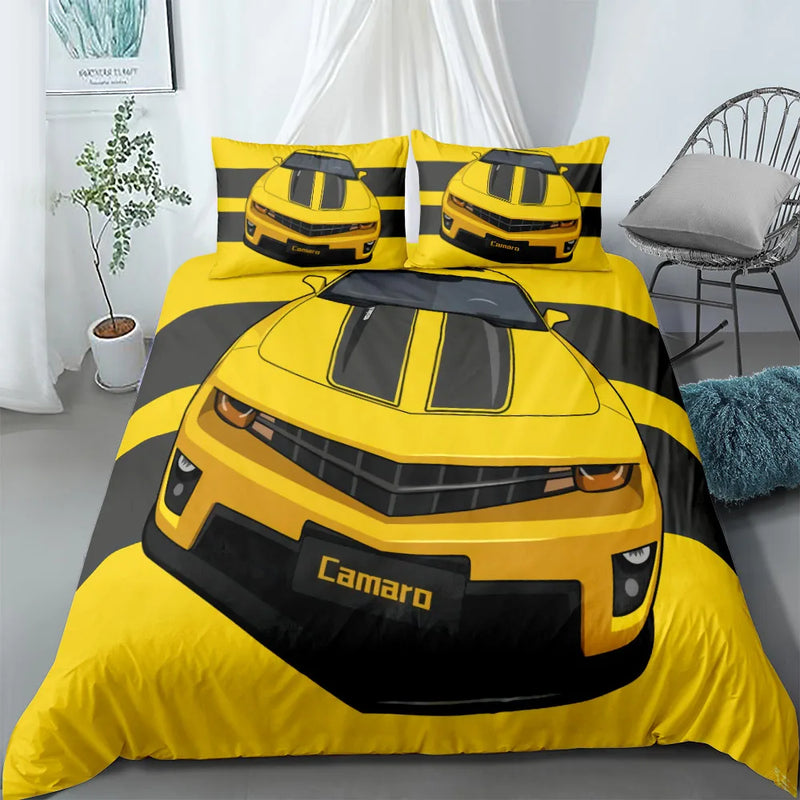 Automobile Poster Fans Bedding Set King Queen Double Full Twin Single Size Bed Linen Set