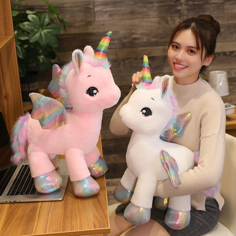 1pc 40CM Fantastic Unicorn Plush Toy Rainbow With Wings Stuffed Unicornio Doll Toys for girl Children Birthday Gift Pillow