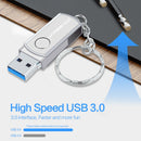 Stainless Steel USB 3.0 USB Flash Drive 256GB 128GB Rotation Pen Drive 16GB 32GB 64GB Pendrive USB Memory Stick with Keychain