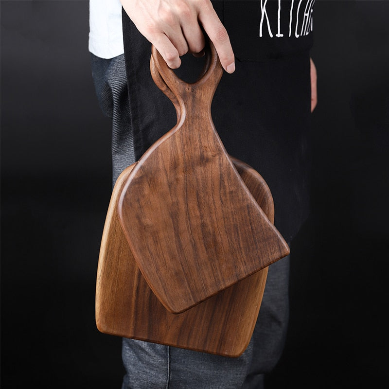 Black Walnut Wood Cutting Board With Handle Creative Coupls Style Whole Bread Tray Fruit Chopping Board For Kitchen Cooking Tool