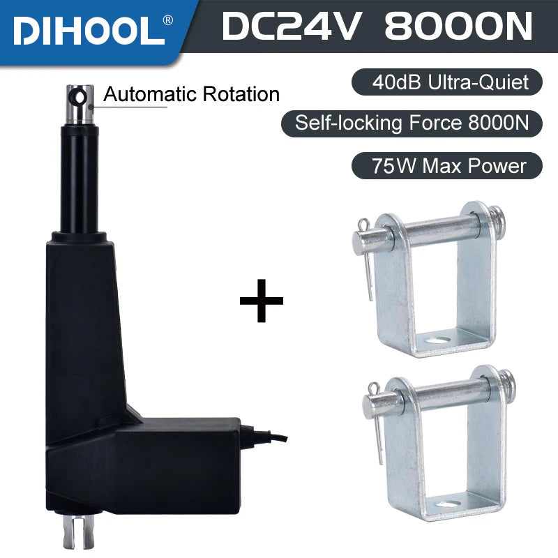 Electric Linear Actuator DC24V 8000N 800kg Load TV Lift Colume 100mm 300mm 500mm Stroke IP54 Waterproof 304 Stainless Steel Pipe