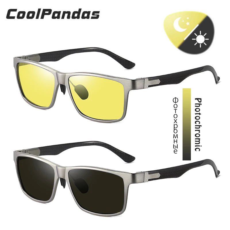 Photochromic Aluminium Magnesium Square Men Sunglasses Polarized Sun glasses for Men Women Driving Eyewear Oculos masculino Male