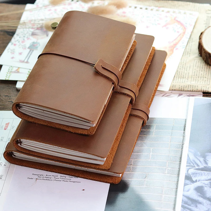 100% Genuine Leather Journal Refillable Travel Notebook Retro DIY Handmade Diary Sketchbook School Office Gift Customized