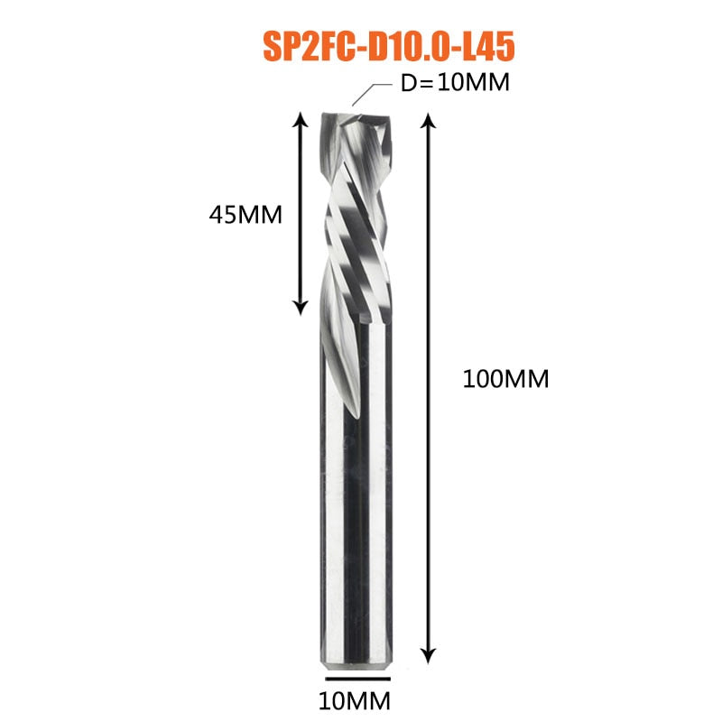 Compression milling cutter woodwork UP &amp; DOWN Cut Two Flutes Spiral Carbide Milling Tool CNC Router Wood End Mill Cutter Bits