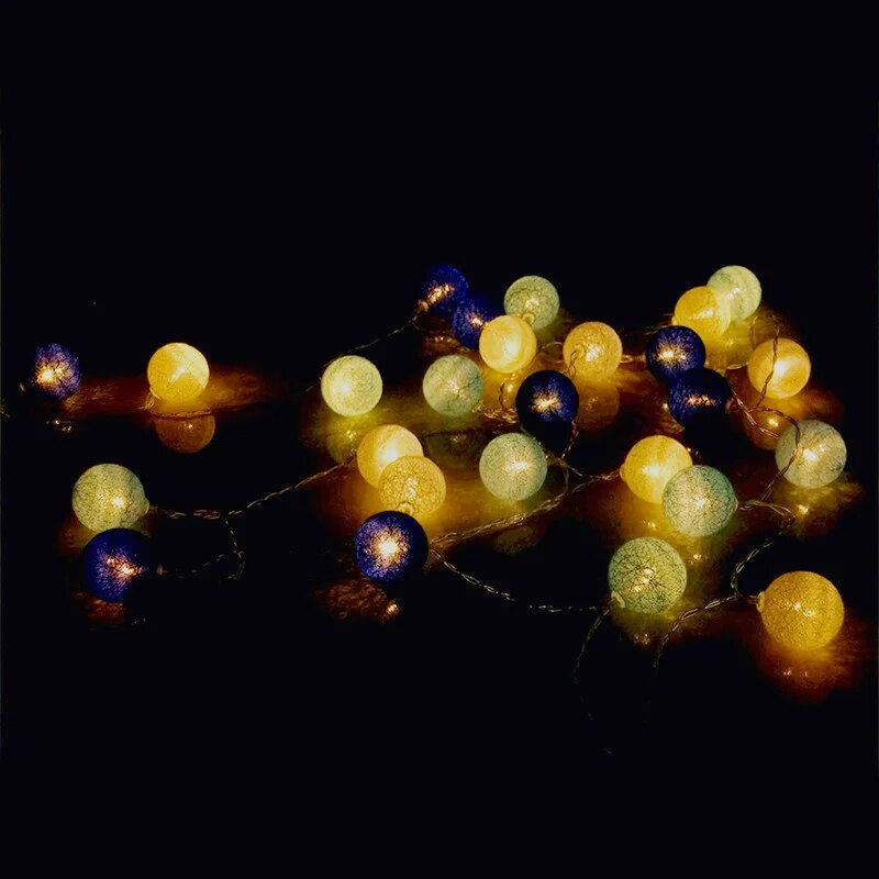 6M 40 LED Cotton Garland Balls Lights String Christmas Easter Outdoor Hanging Party Baby Kids Room Bed Fairy Lights Decorations