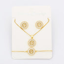 Hot Sale 26 Letters Jewelry Sets Necklace+Earrings+Bracelet For Women Initial Alphabet Charm Copper Zircon Party Wedding Gift
