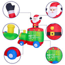 180cm Christmas Lighted Inflatable Santa Claus with Train LED Light Toy Christmas Outdoor Decoration Yard Prop Parties Ornament