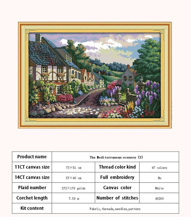 Leisurely Cabin House Scenery Patterns Counted 11CT 14CT Cross Stitch Sets DIY Cross-stitch Kit Embroidery Needlework Home Decor