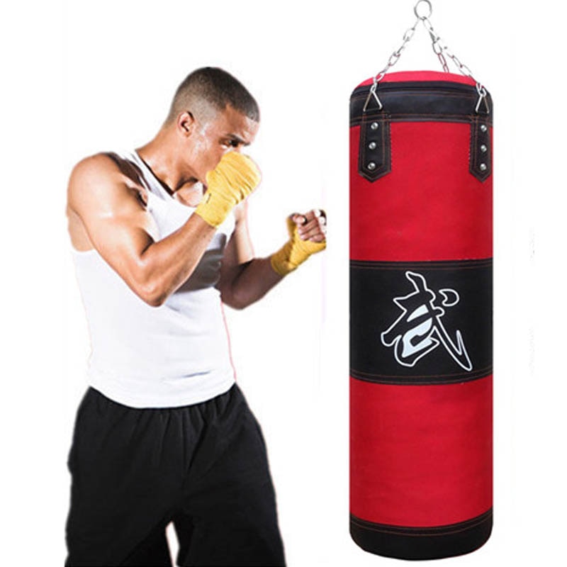 60cm 80cm 100cm 120cm Empty Boxing Punching Bag Hanging Kick Sandbag Boxing Training Fight Karate Sandbag with Glove Wrist Guard